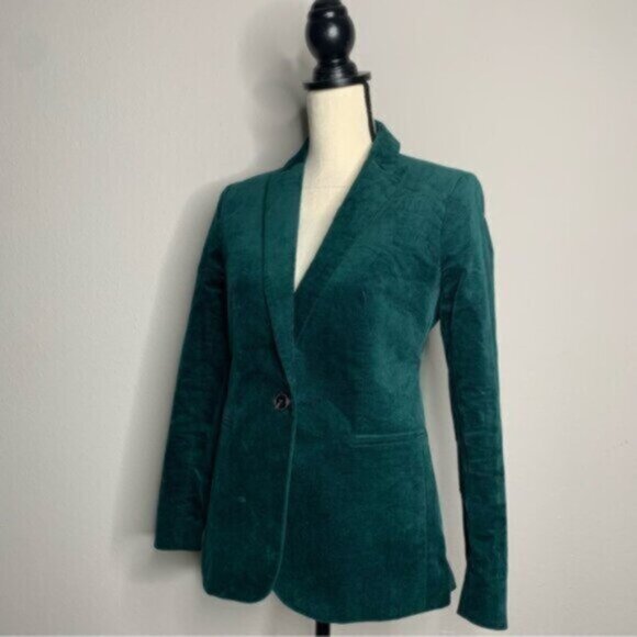 J. Crew Green Velveteen Single Breasted One-Button Blazer - Picture 5 of 14